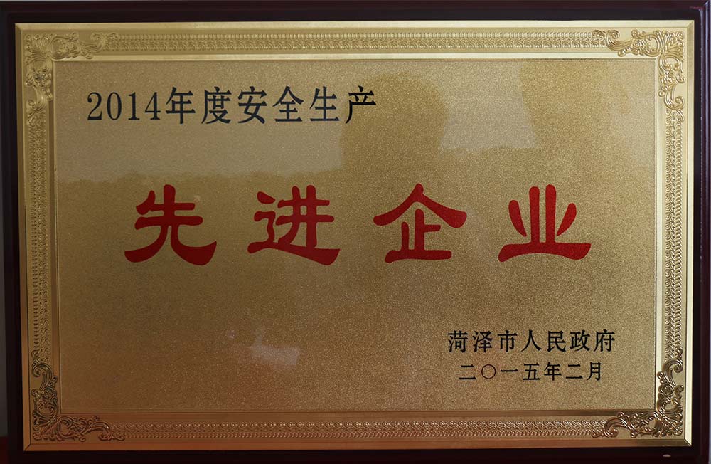 2015年12月榮獲安全生產先進企業